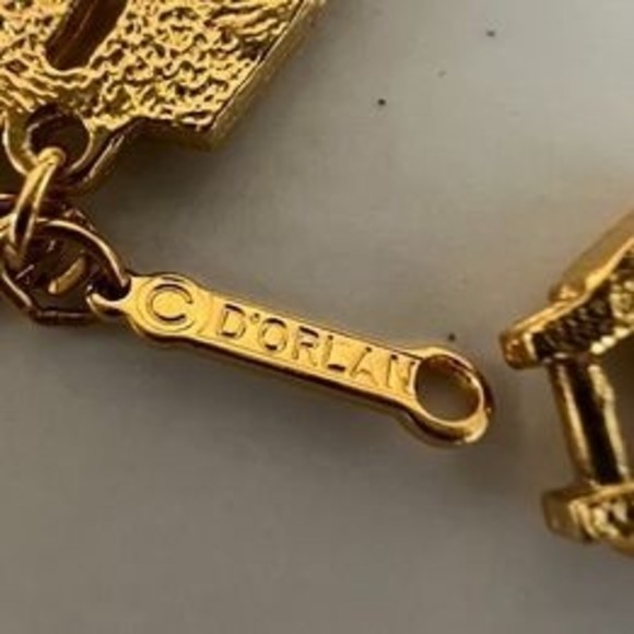 Vtg D'ORLAN Etruscan revival fringe tassel gold tone necklace 70's 26" - Picture 6 of 10